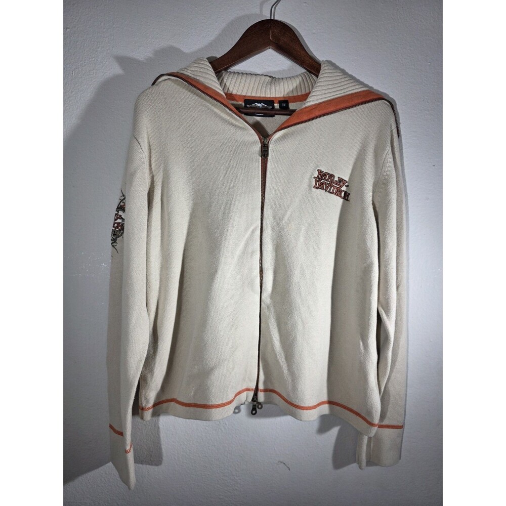Harley Davidson Women's Beige Tan & Orange Jacket Full Zip Size 1W